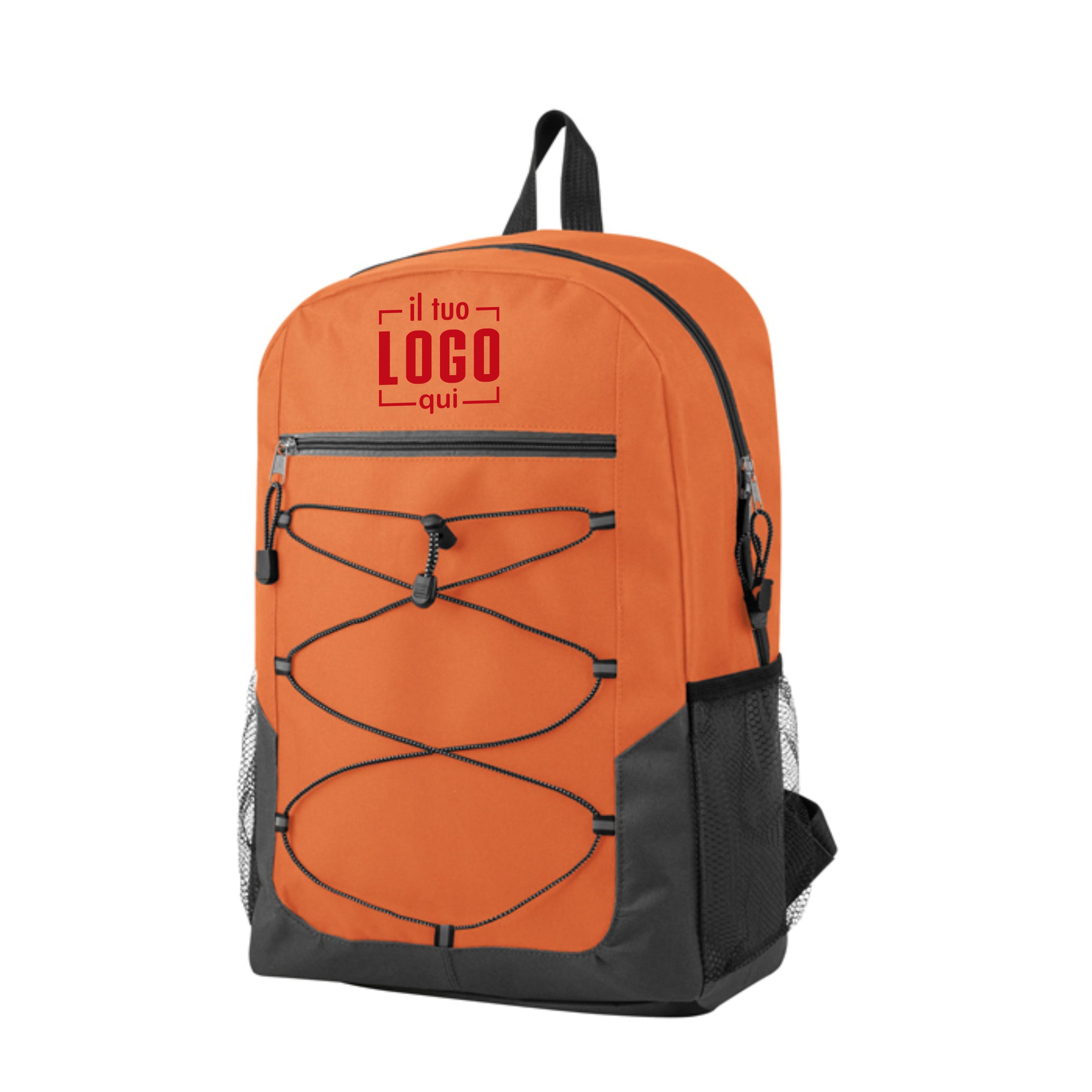 Zaino in Poliestere con Tasca Frontale ed Elastici Stringenti, Elementi Catarifrangenti Personalizzato Ideale come Articolo per il Tempo Libero-ADVENTURE