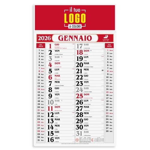 Calendario Olandese 2026 | Testata 31,5×10 cm Fustellata | Personalizzato | GIGANTE