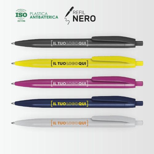 Penna Antibatterica Colorata in Plastica | Personalizzabile a Scatto