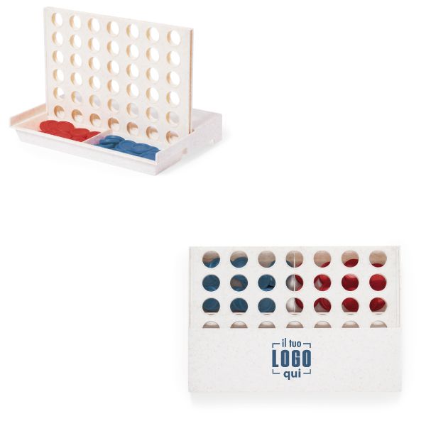 Gioco da Tavolo Forza 4 in Fibra di Grano Personalizzabile e Confezionato Ideale come Articolo per Eventi-Cissex