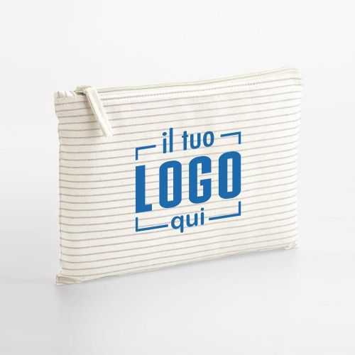 Astuccio a righe in Cotone Organico con zip – Multiuso | Personalizzato