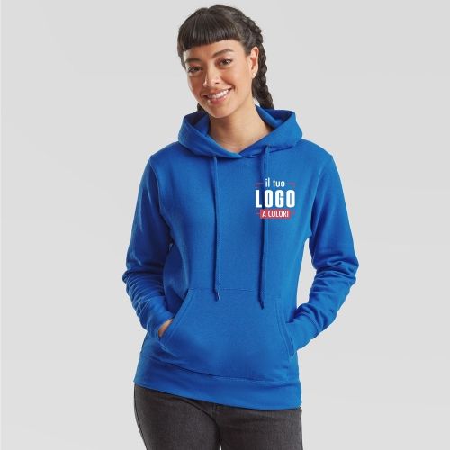 Felpa Donna Interno Caldo con Cappuccio Doppio Cordoncino in Cotone Belcoro Personalizzata Ideale come Capo per Team-Ladies Classic Hooded Sweat