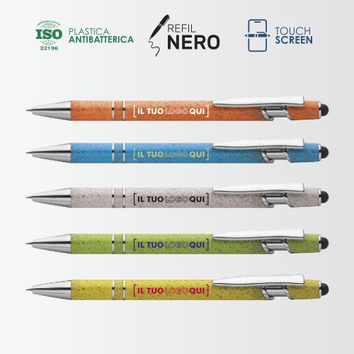Penna Eco-Friendly con Gommino Touch e Fusto Naturale | Personalizzata -STIGMA