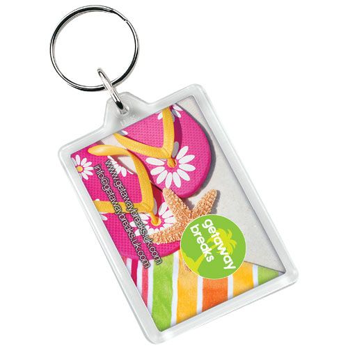 Portachiavi Rettangolare Trasparente Piatto Personalizzato Perfetto come Gadget Promozionale-VITO