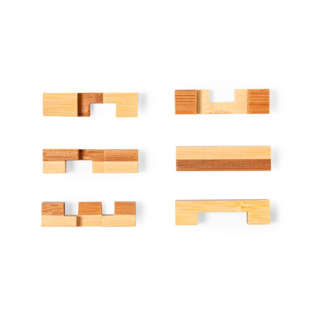 Gioco di Abilità e Assemblaggio di 6 Pezzi in Bambù Confezionato e Personalizzato, Ideale come Gadget per Eventi o Feste-Cusack