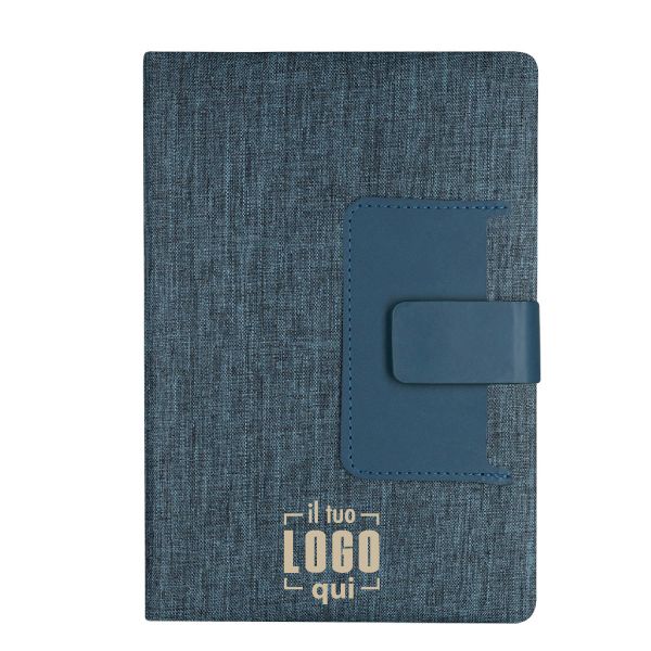 Blocco Note 80 Fogli Copertina Rigida in Poliestere RPET e Tasca in Pelle Porta Card Personalizzato - FLITFUD