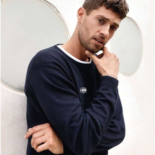 Pullover Classico da Uomo a Girocollo a Maglia Leggera in Cotone Personalizzabile come Capo per il Tempo Libero