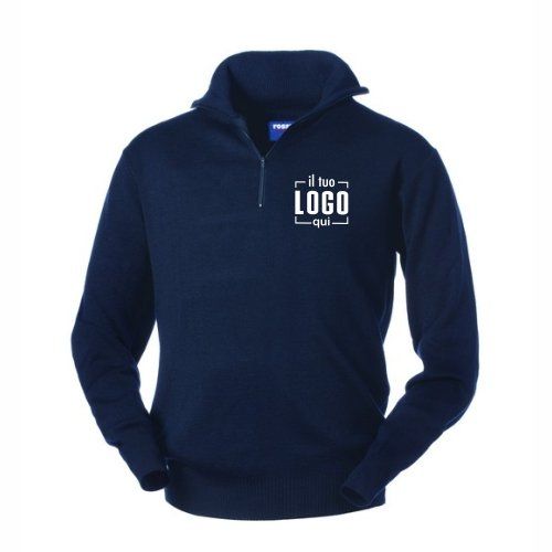 Maglione da Lavoro a Mezza Zip in Acrilico e Pura Lana Personalizzato Ideale per Tempo Libero Personalizzato - Rossini