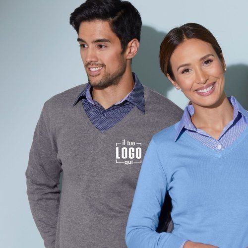 Maglioncino Leggero da Uomo con Scollo a V in Cotone Personalizzato Perfetto come Capo Promozionale, Aziendale