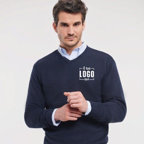Pullover da Uomo con Scollo V in Cotone e Acrilico Personalizzato Perfetto come Divisa Aziendale