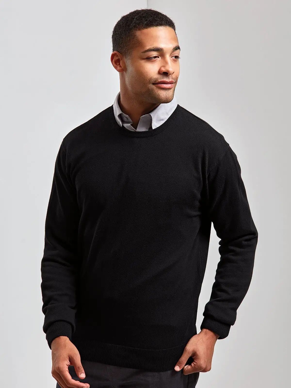 Men's Crew Neck Cotton Rich Knitted Sweater - Premier
