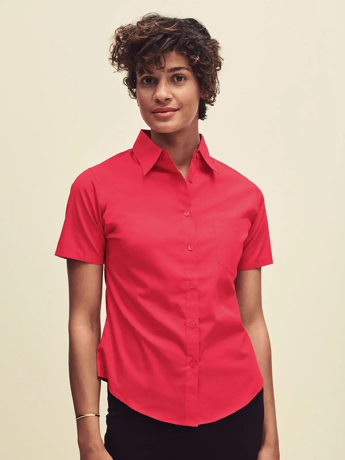 Ladies Poplin Shirt Short Sleeve - Fruit of the Loom