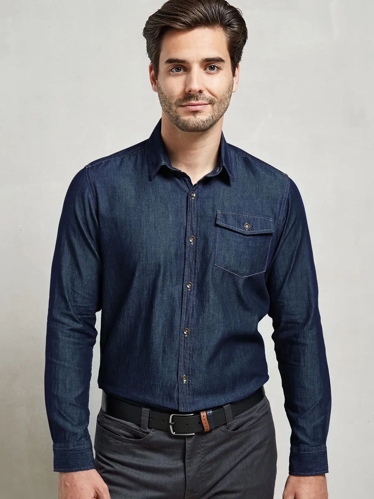 Men''s Jeans Stitch Denim Shirt - Premier