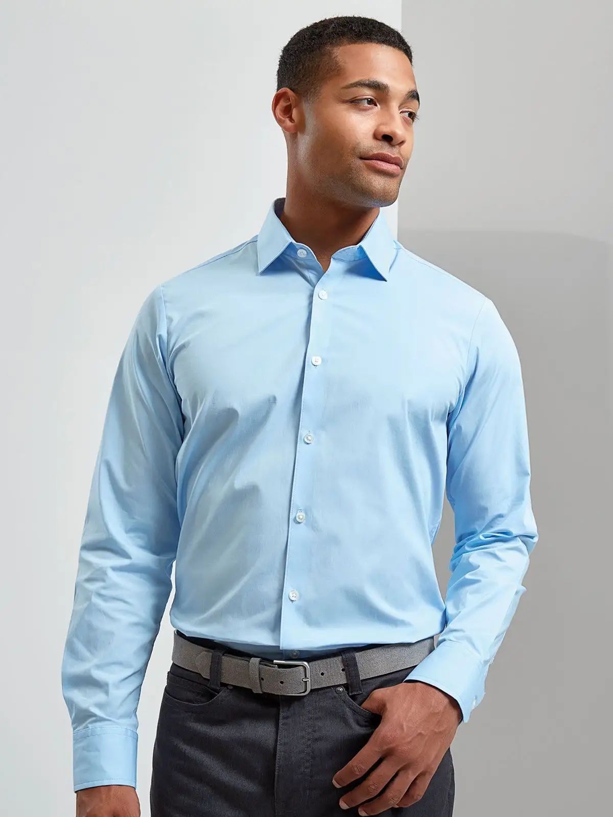 Men's Stretch Fit Cotton Poplin Long Sleeve Shirt - Premier