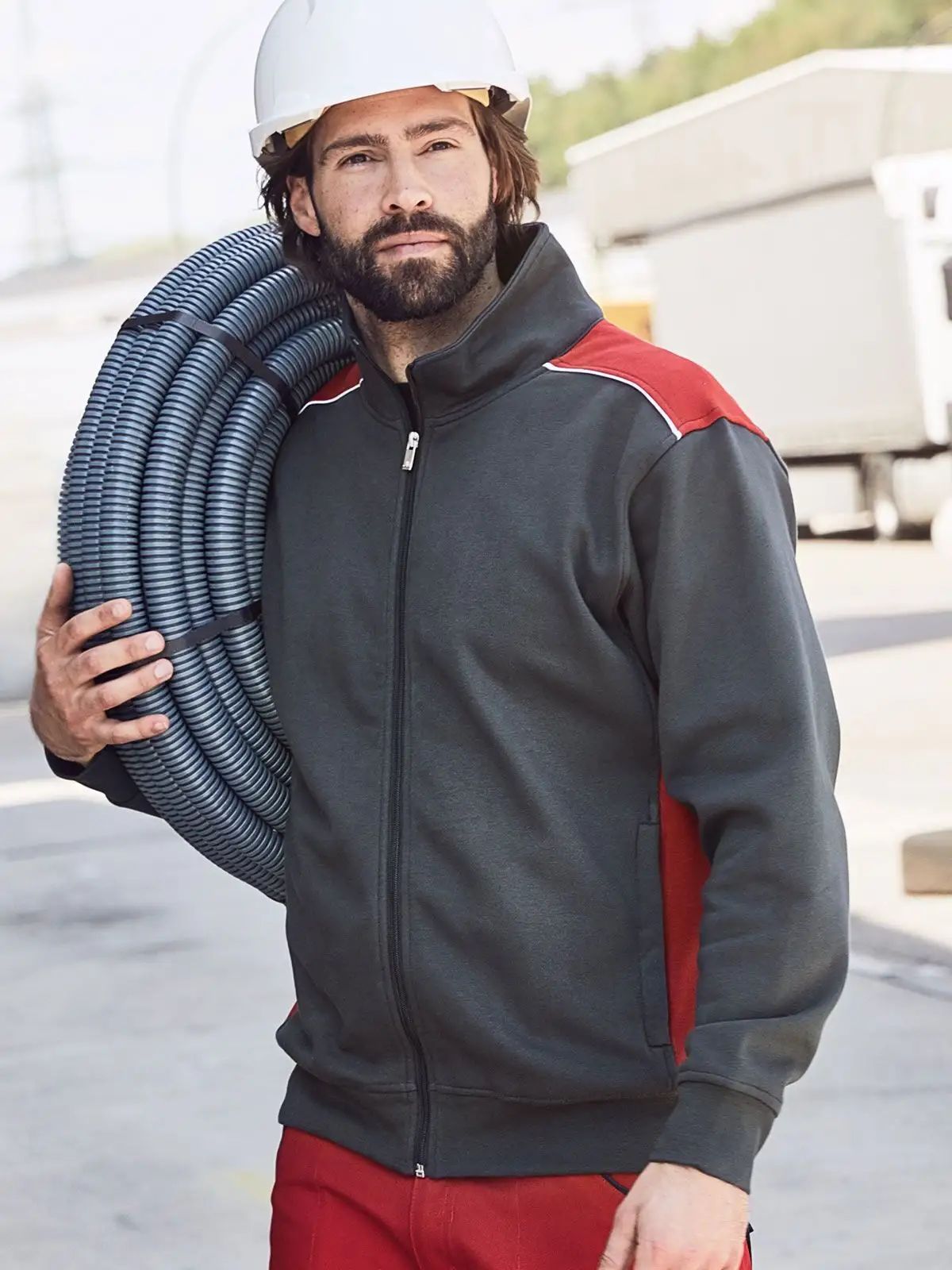 Men's Workwear Sweat Jacket - Color - James & Nicholson