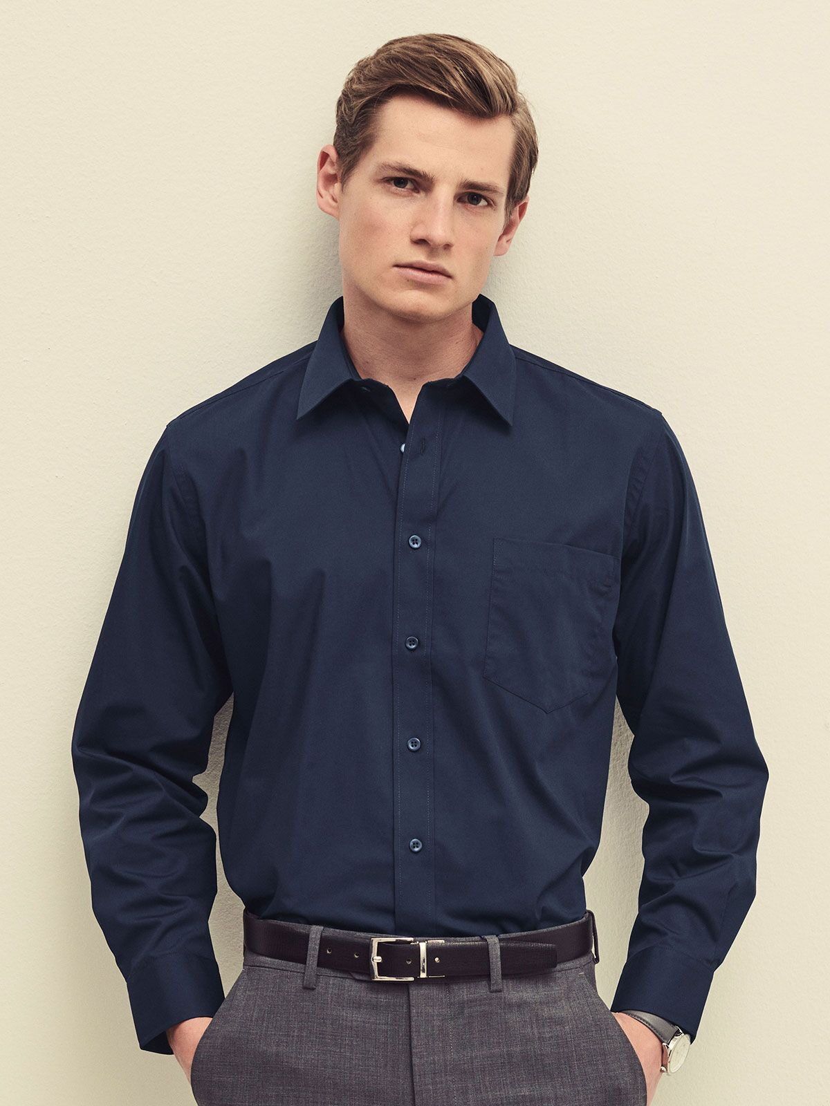 Poplin Shirt Long Sleeve - Fruit of the Loom
