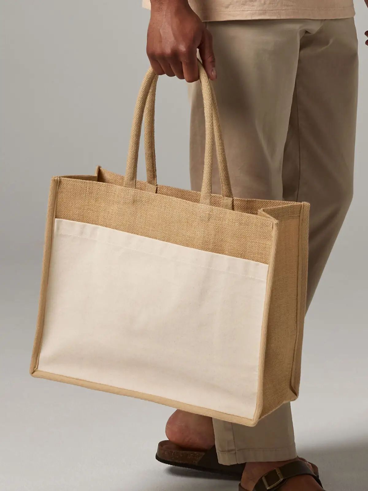 Cotton Pocket Natural Starched Jute Shopper - Westford Mill