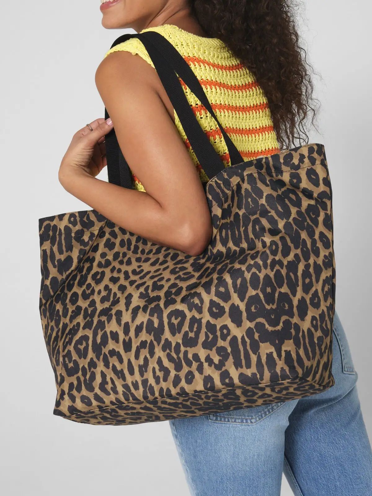 Leopard Print Carryall Tote Bag - Bag Base