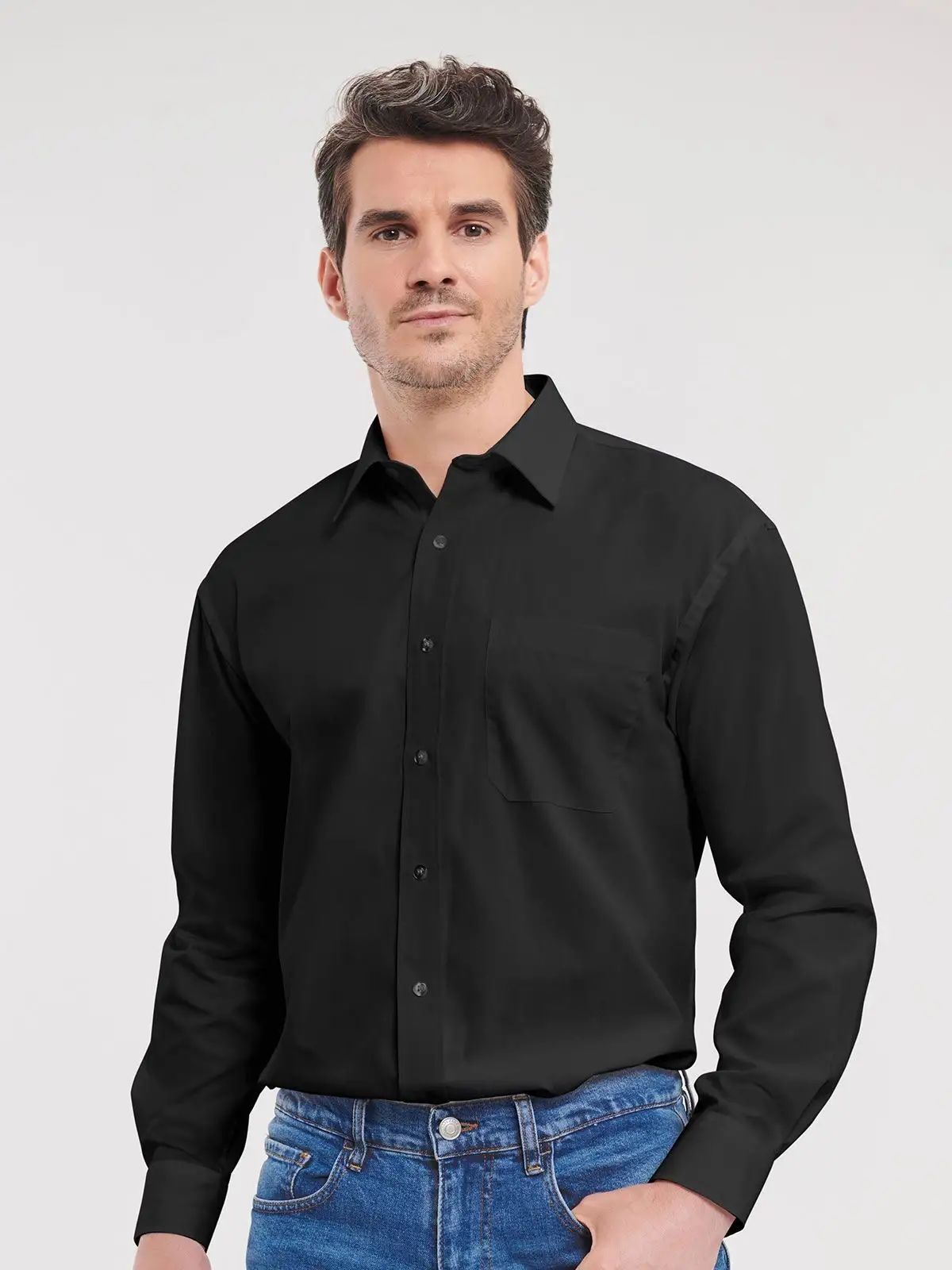 Men's Long Sleeve Pure Cotton Poplin Shirt - Russell