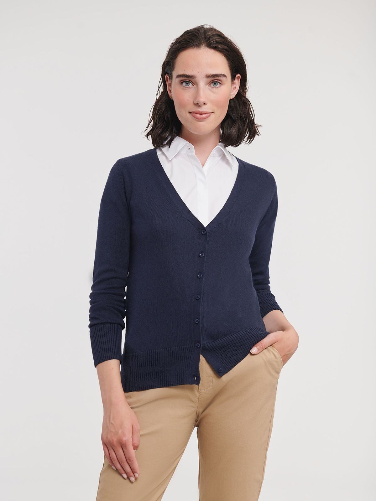 Ladies' V-Neck Knitted Cardigan - Russell