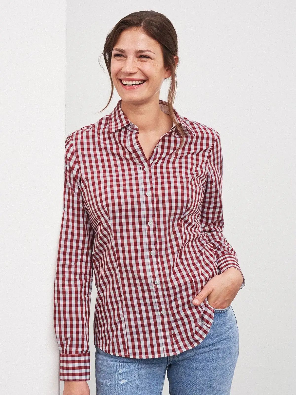 Ladies' Checked Blouse - James & Nicholson