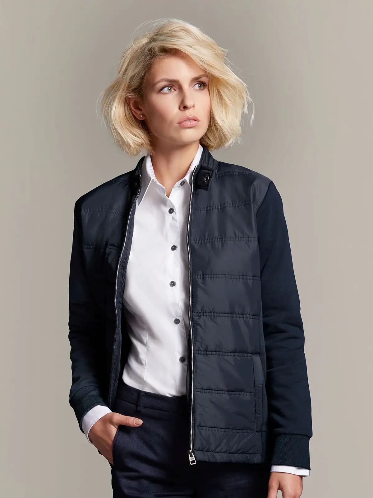 Ladies' Hybrid Sweat Jacket - James & Nicholson