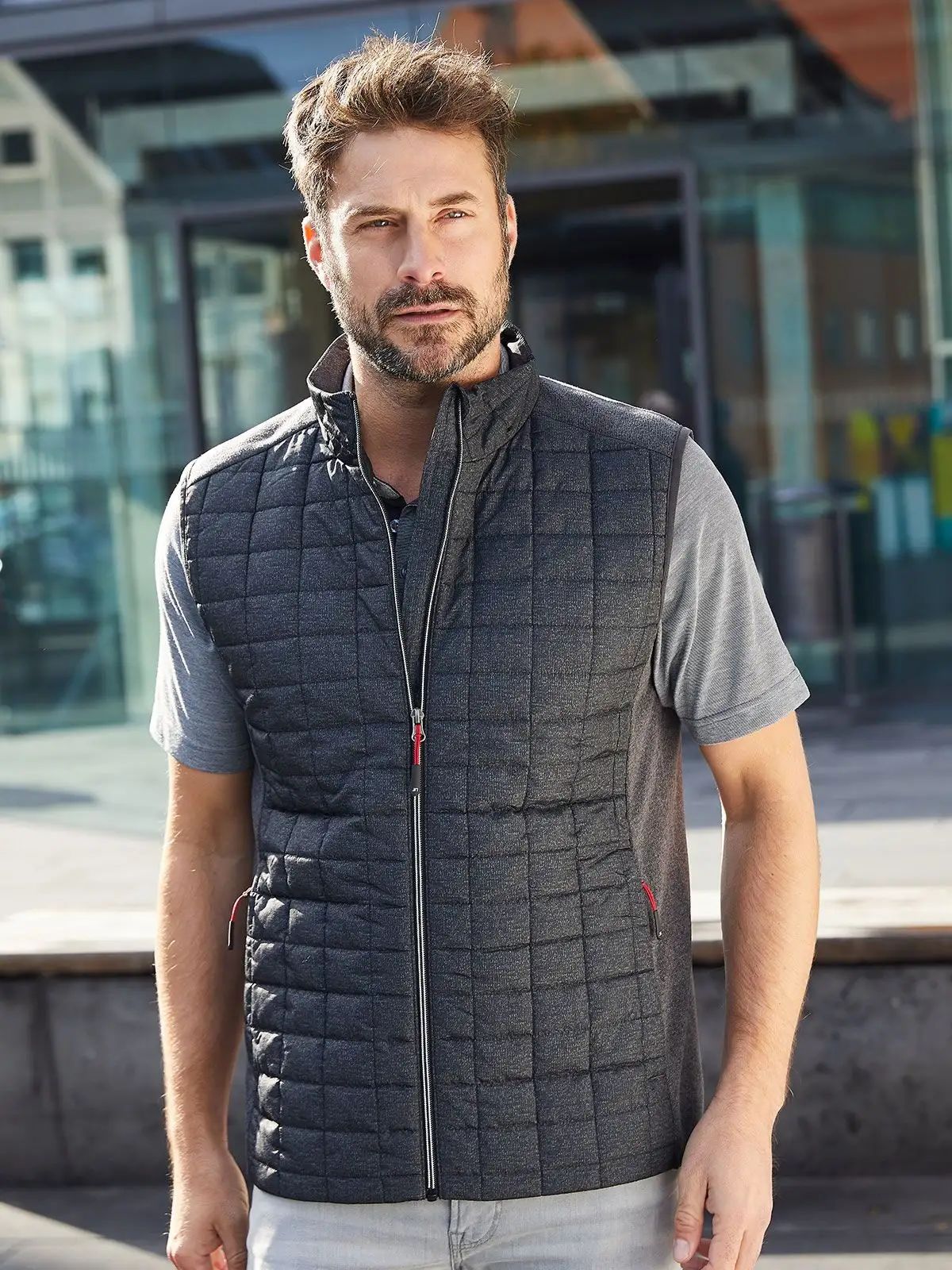 Men's Knitted Hybrid Vest - James & Nicholson
