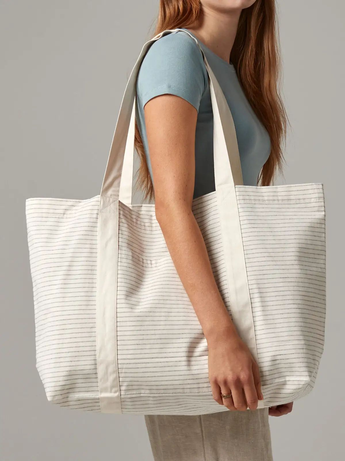 Striped Organic Cotton Shopper - Westford Mill