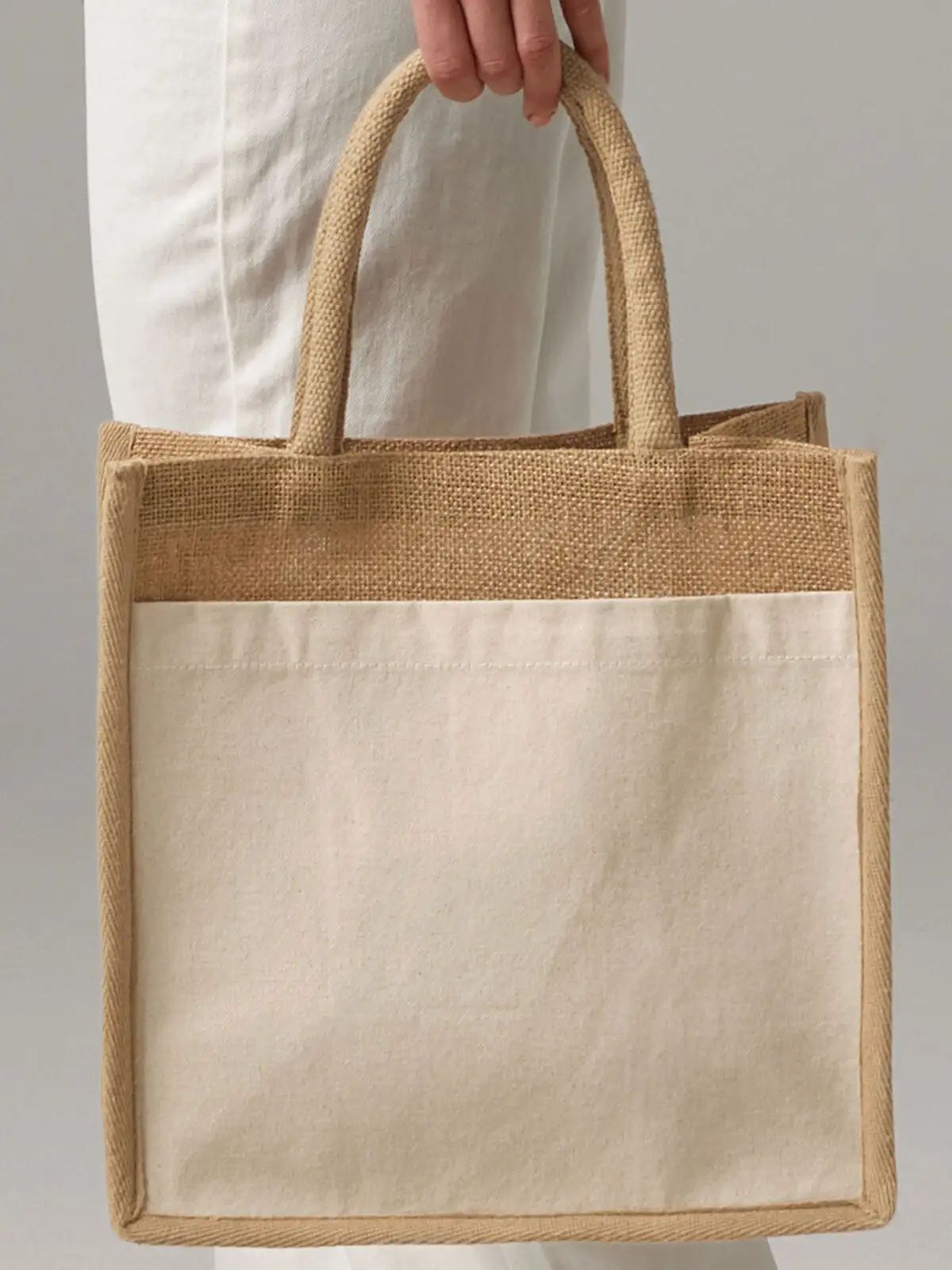 Cotton Pocket Natural Starched Jute Midi Tote - Westford Mill