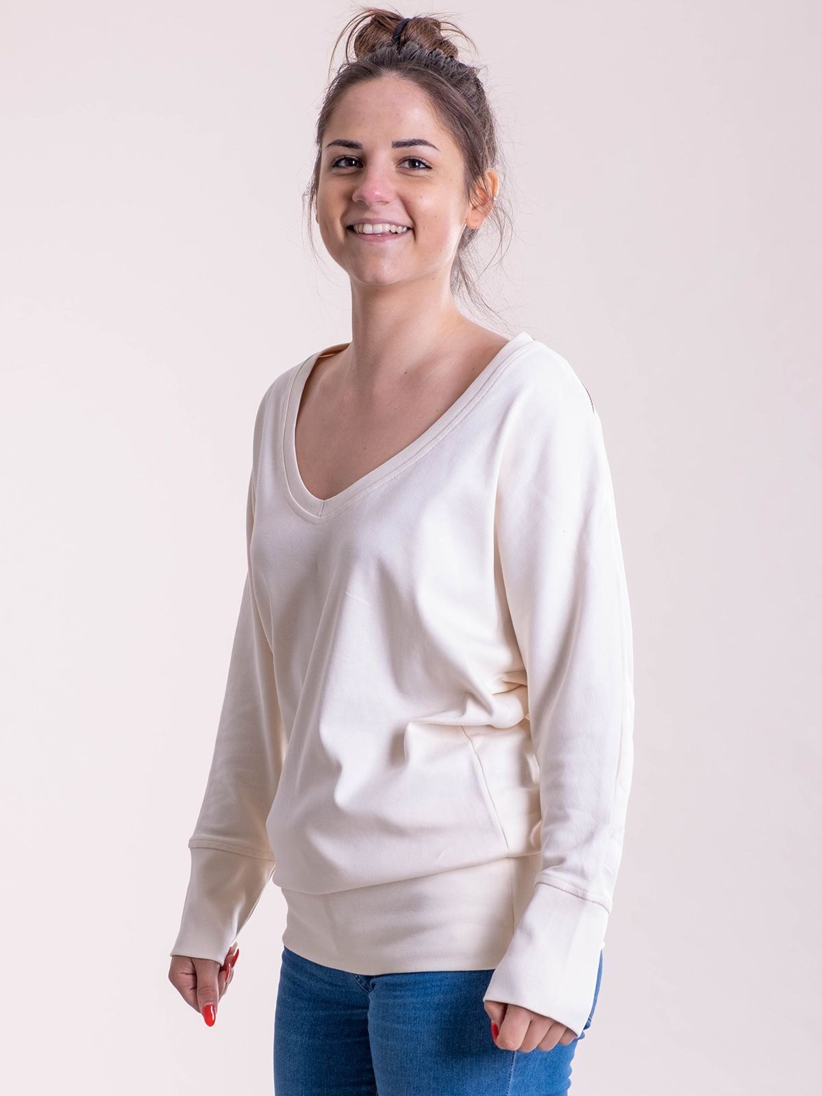 Maxi felpa donna a V - Cotton & Art