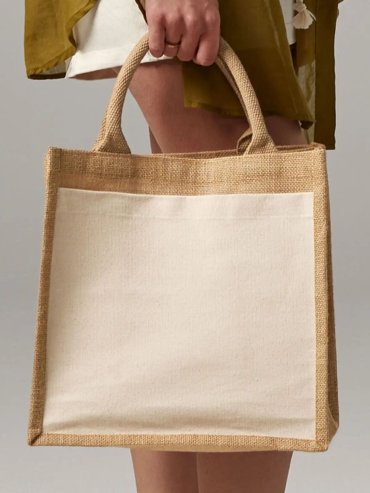 Cotton Pocket Jute Midi Tote - Westford Mill