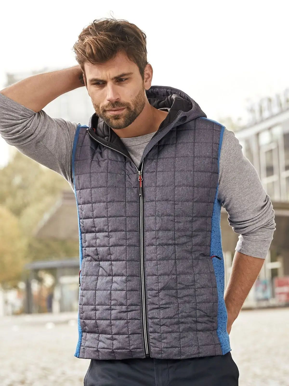 Men's Knitted Hybrid Vest - James & Nicholson