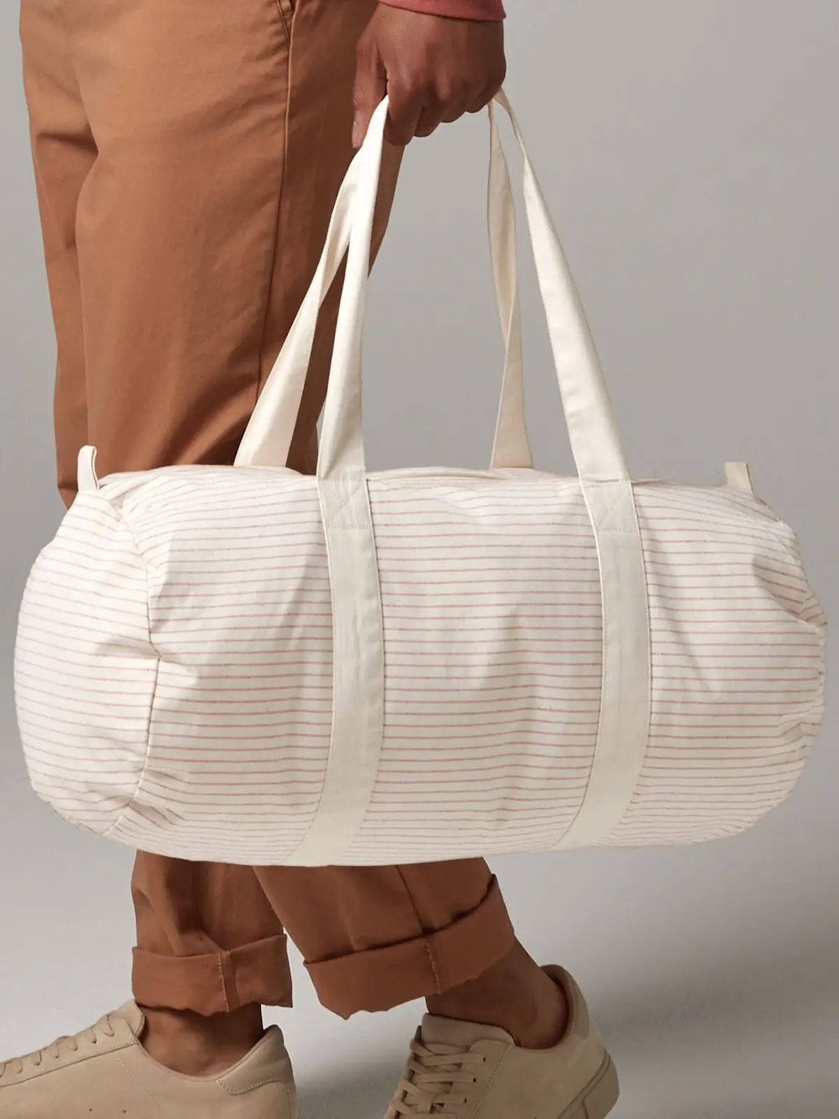 Striped Organic Cotton Barrel Bag - Westford Mill