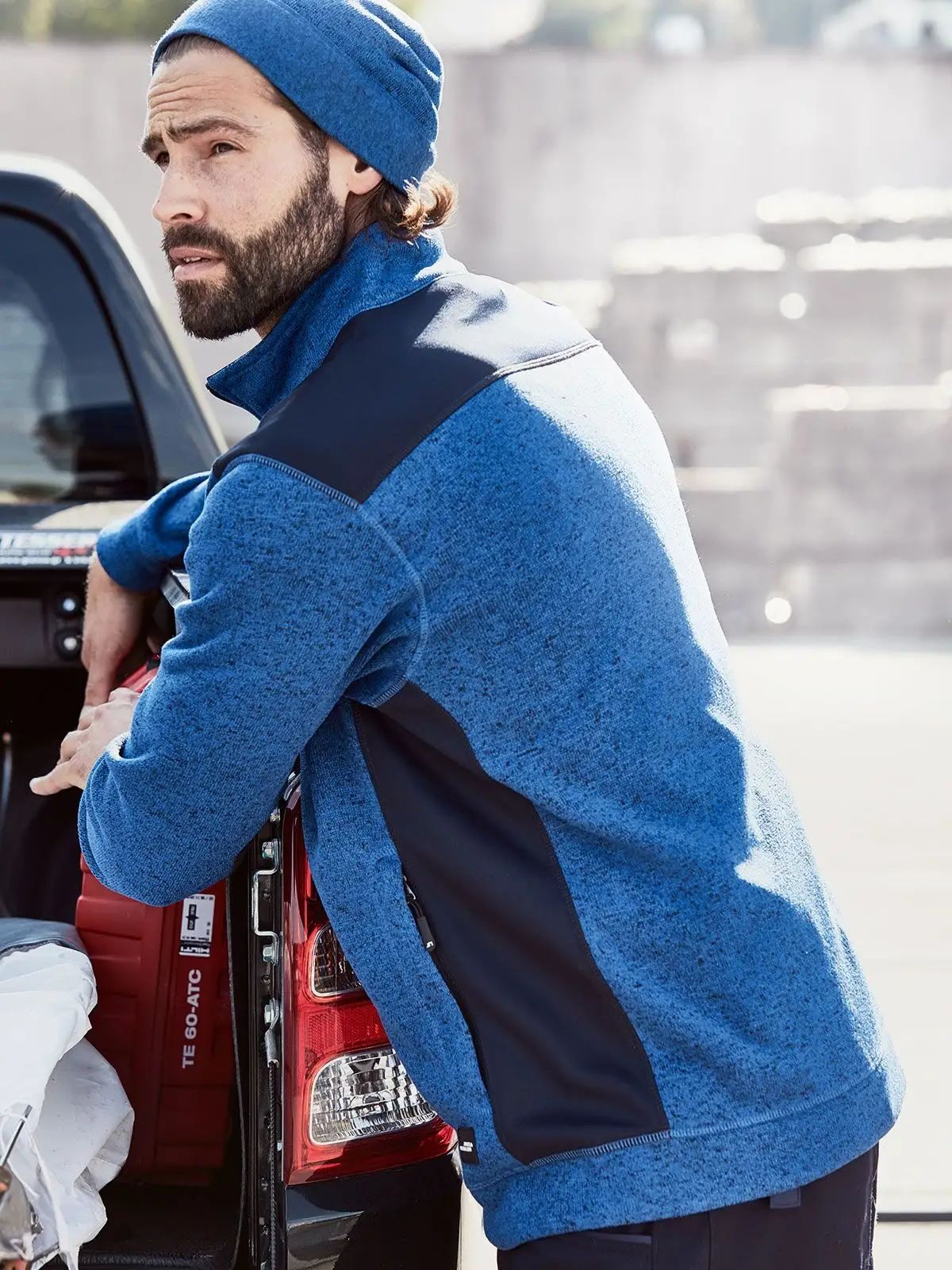 Men's Knitted Workwear Fleece Jacket - Strong - James & Nicholson