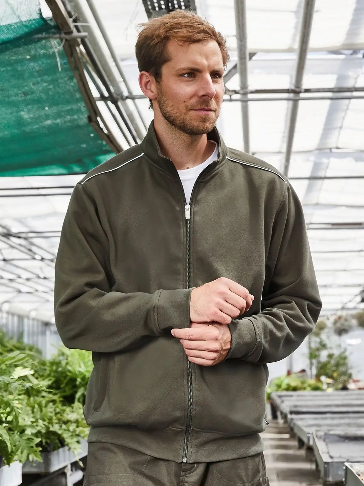 Men's Workwear Sweat-Jacket - Solid - James & Nicholson