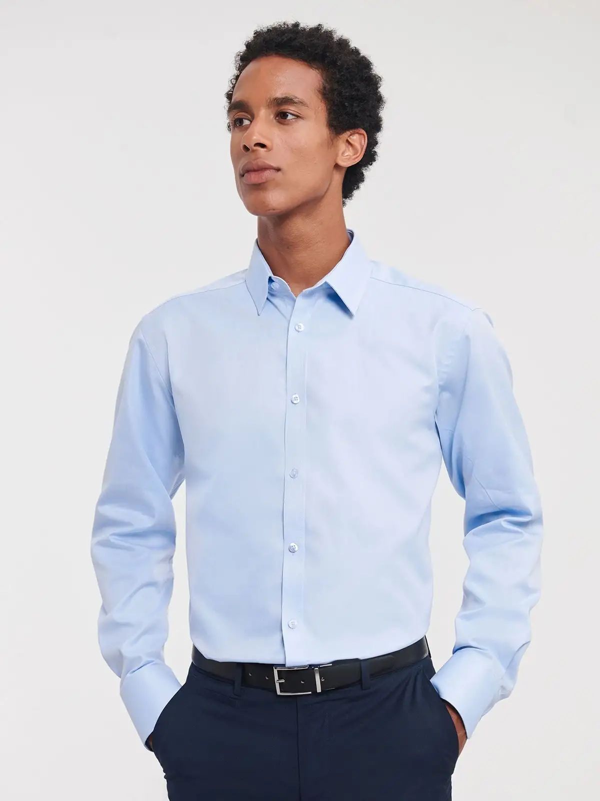 Men's Long Sleeve Tailored Herringbone Shirt - Russell