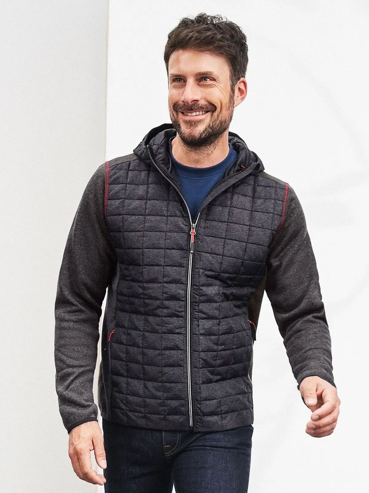Men's Knitted Hybrid Jacket - James & Nicholson