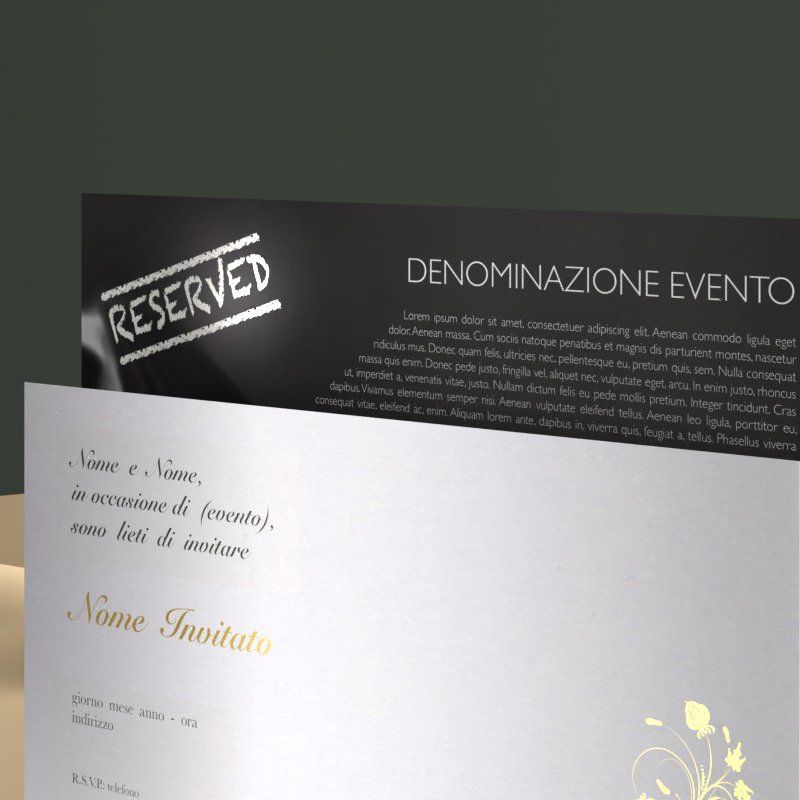 Biglietti di invito soft touch con stampa a caldo 21x10