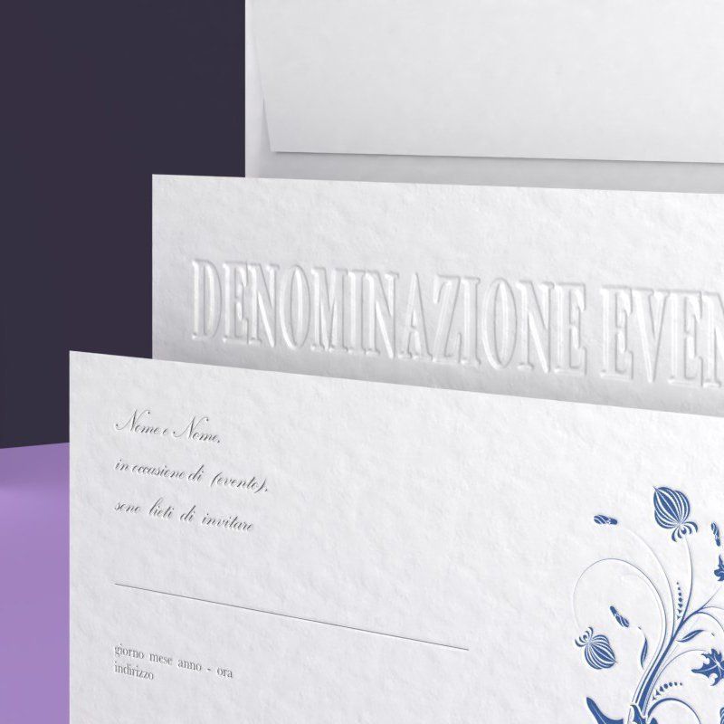 Biglietti di invito goffrati effetto debossed 21x10