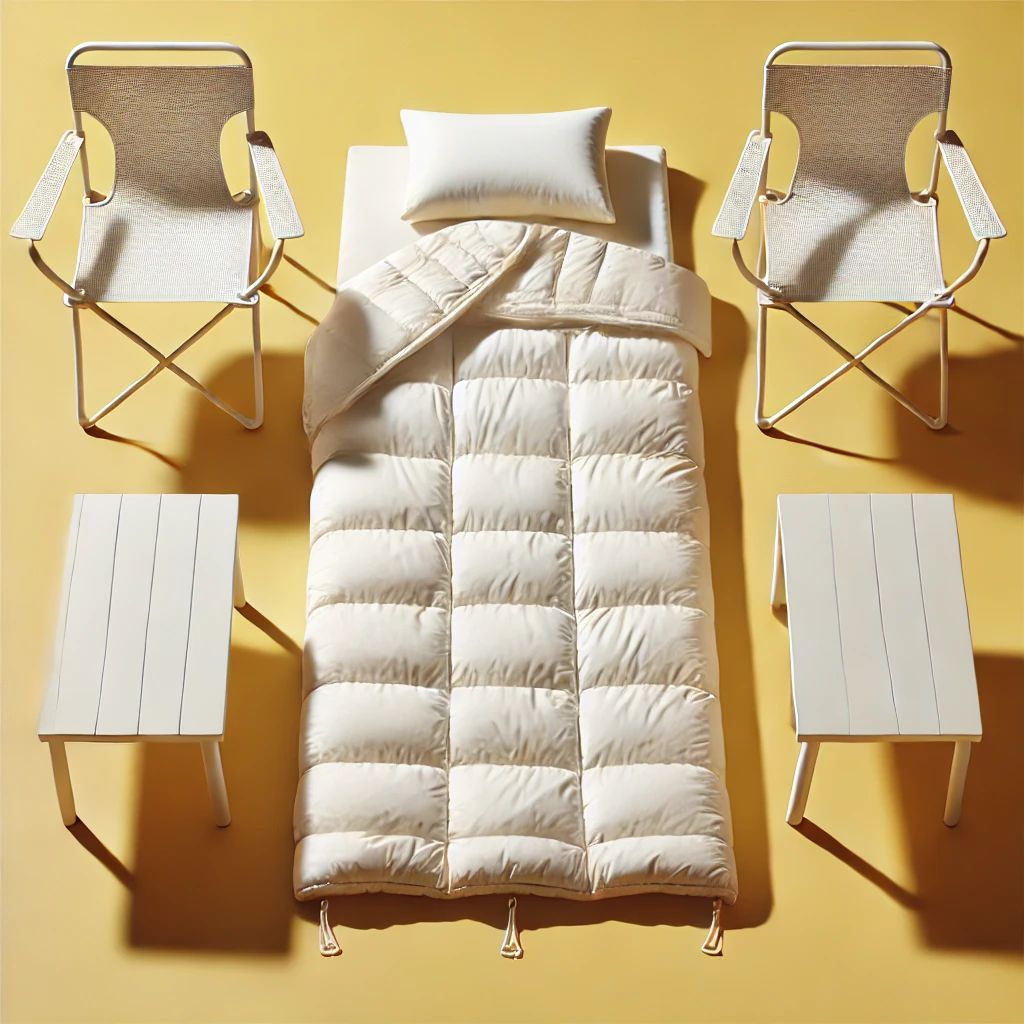 Sacco a pelo e sedie