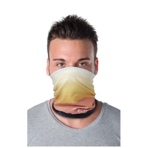 Multisciarpa in PET riciclato con stampa a sublimazione, orli e strato in pile Zoya