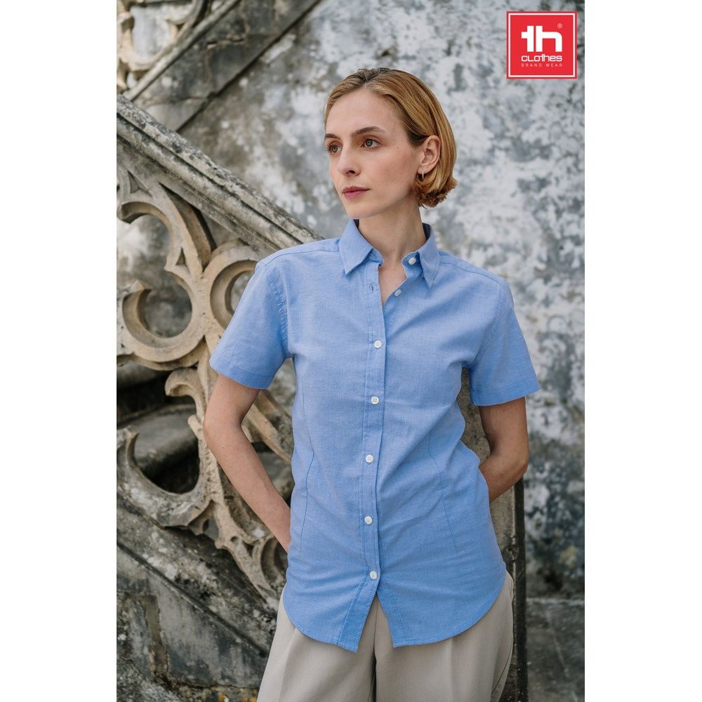 THC LONDON WOMEN. Camicia oxford da donna a maniche corte