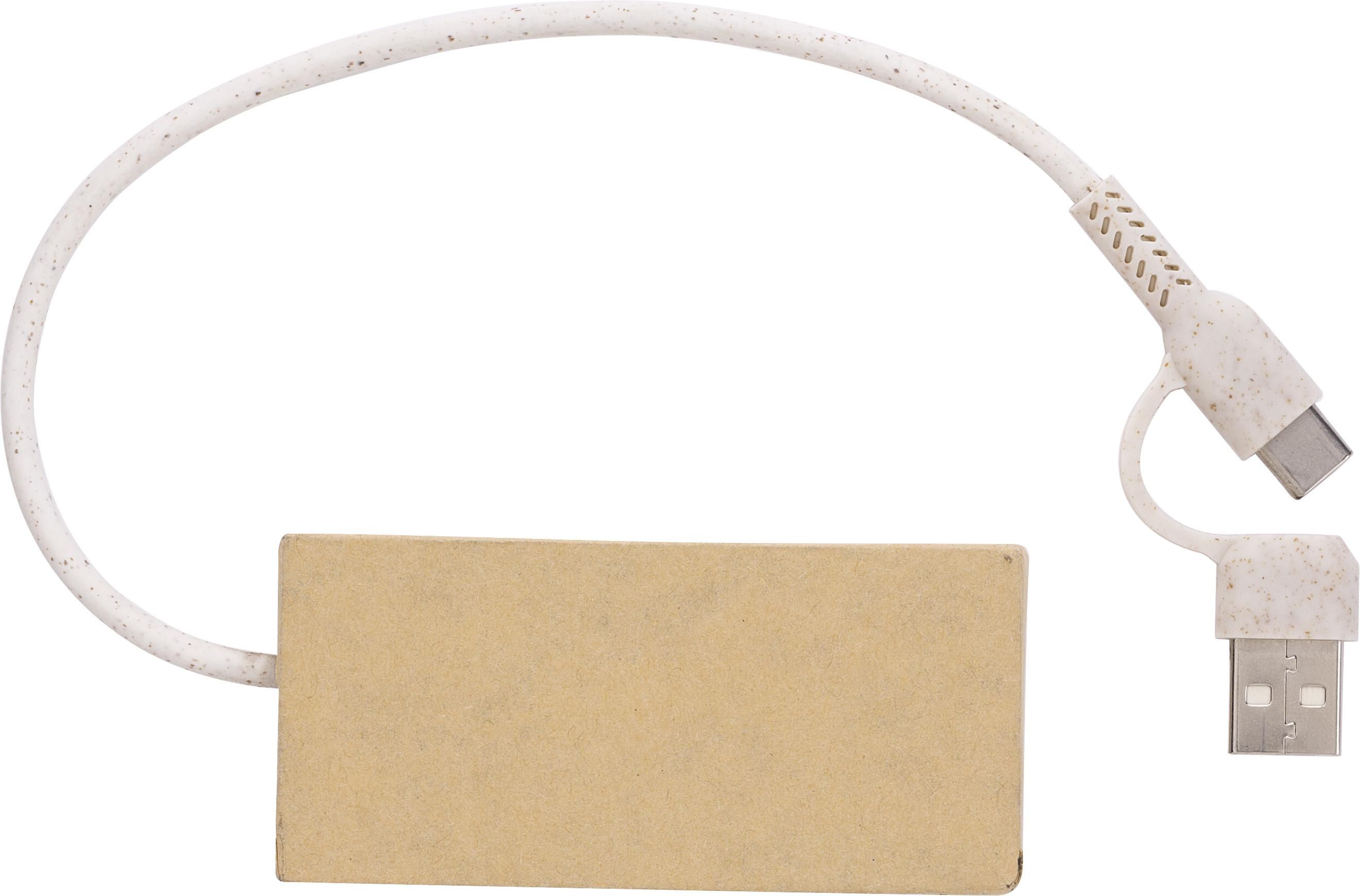 Stazione Hub con quattro porte USB  in alluminio e carta riciclata Paulo