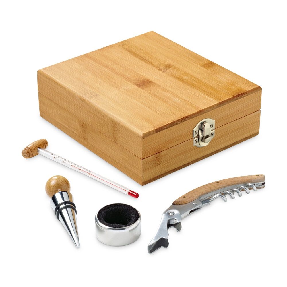 CABERNET. Set da vino in bambù, zinco e acciaio inox