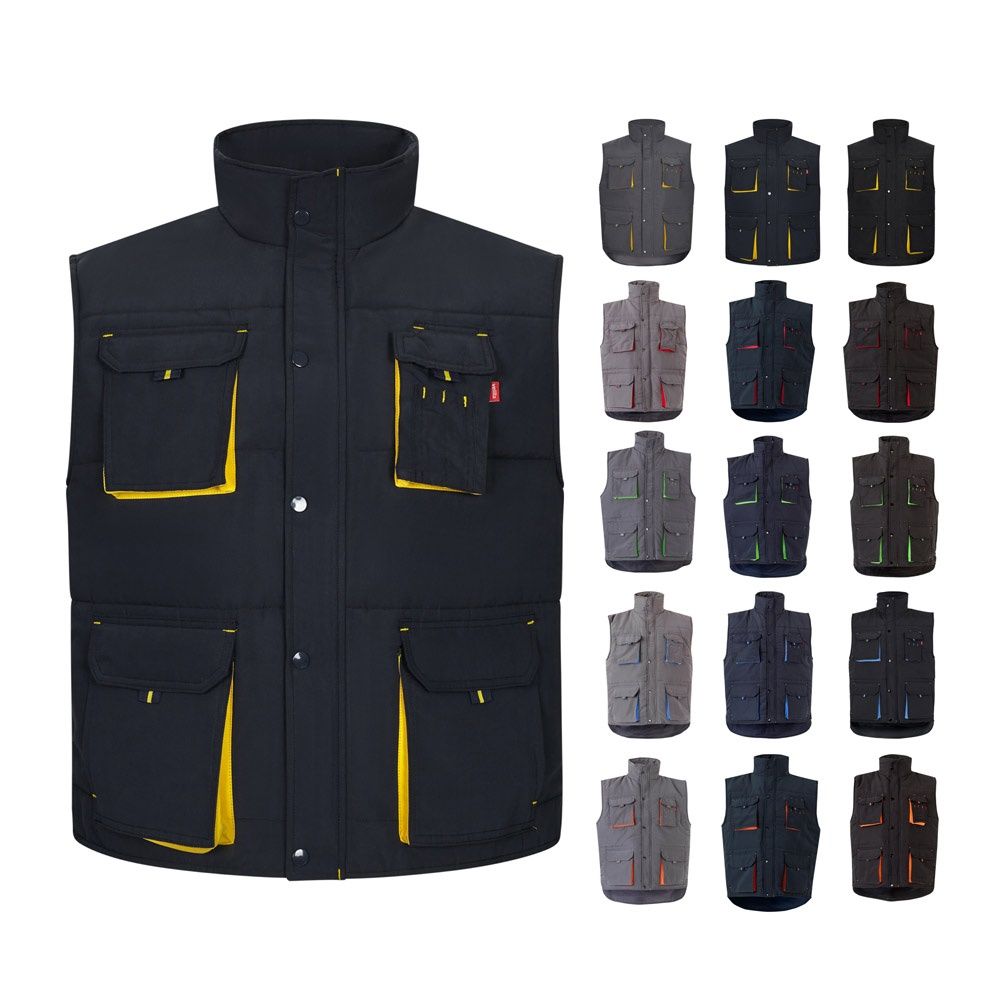 VL NERGAL. Gilet imbottito, bicolore e con diverse tasche (120g/m²), in poliestere (100%)