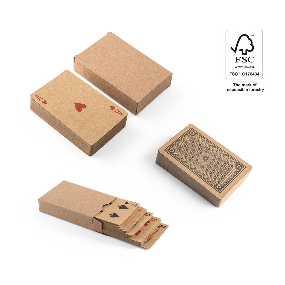 FISCHER. Mazzo di 54 carte classiche in carta kraft, con materiale certificato FSC™ e altri materiali controllati