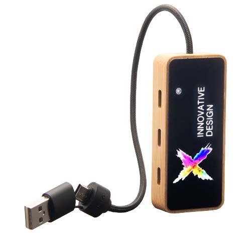 Hub usb type c 8 in 1 in legno con doppio ingresso e 6 porte SCX.design H21