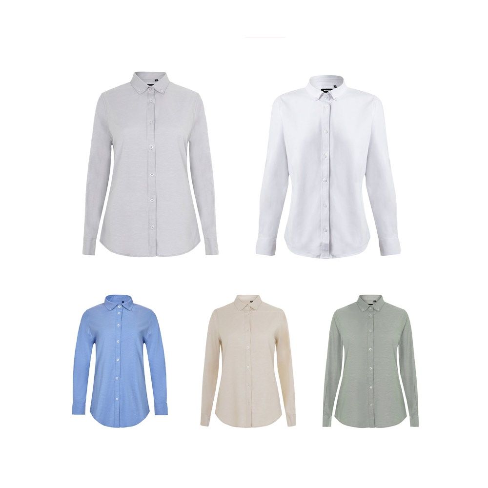 VL PRITHVI WOMEN. Camicia Oxford (180 g/m²) da donna in cotone (50%), poliestere (45%) ed elastan (5%)