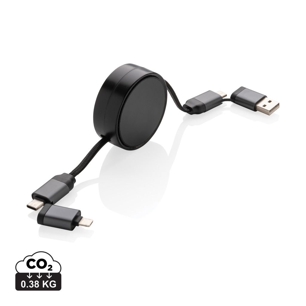 Cavo retrattile 6in1 45W in alluminio riciclato Terra RCS
