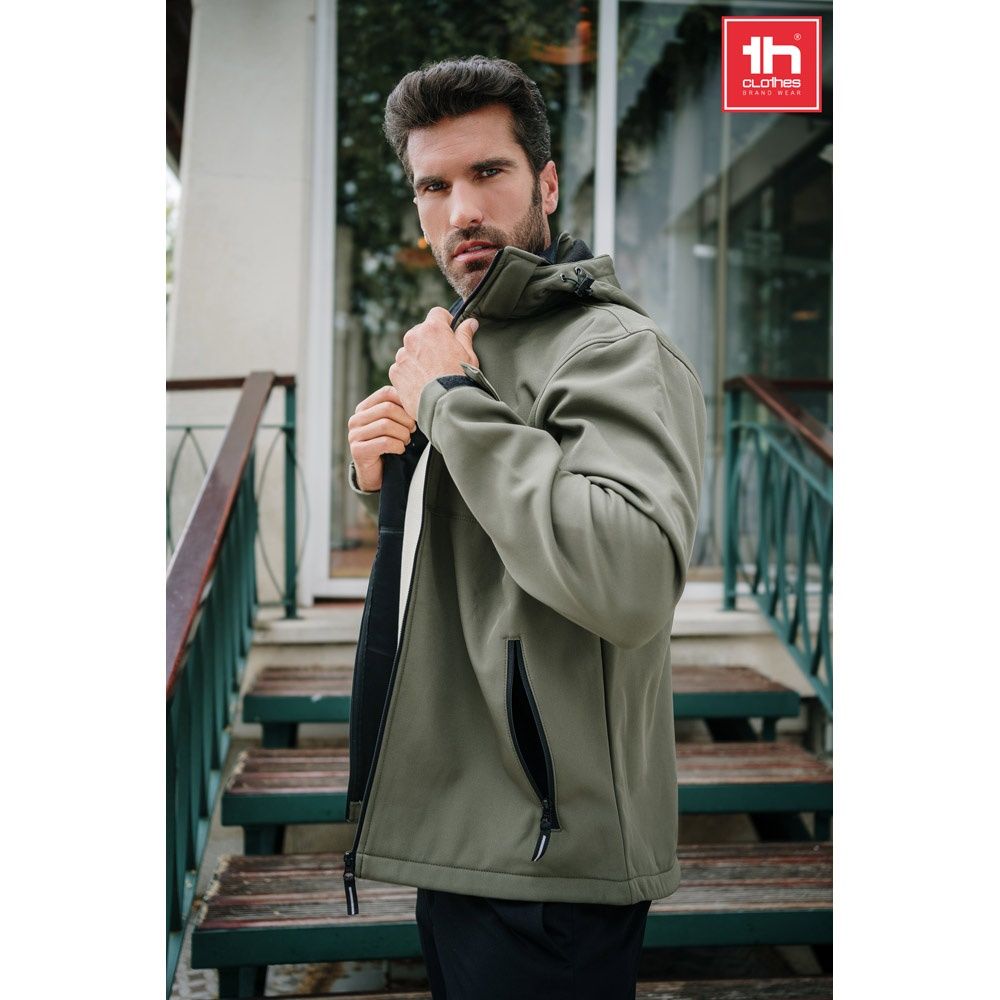 THC ZAGREB. Giacca softshell da uomo in poliestere ed elastan
